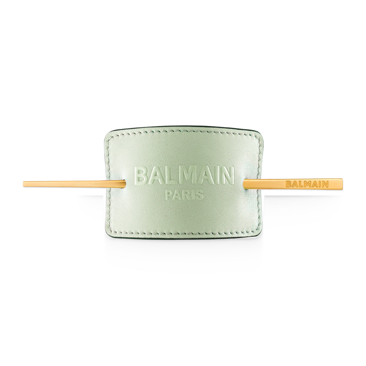 Balmain Leather Hair Barrette Pastel Green