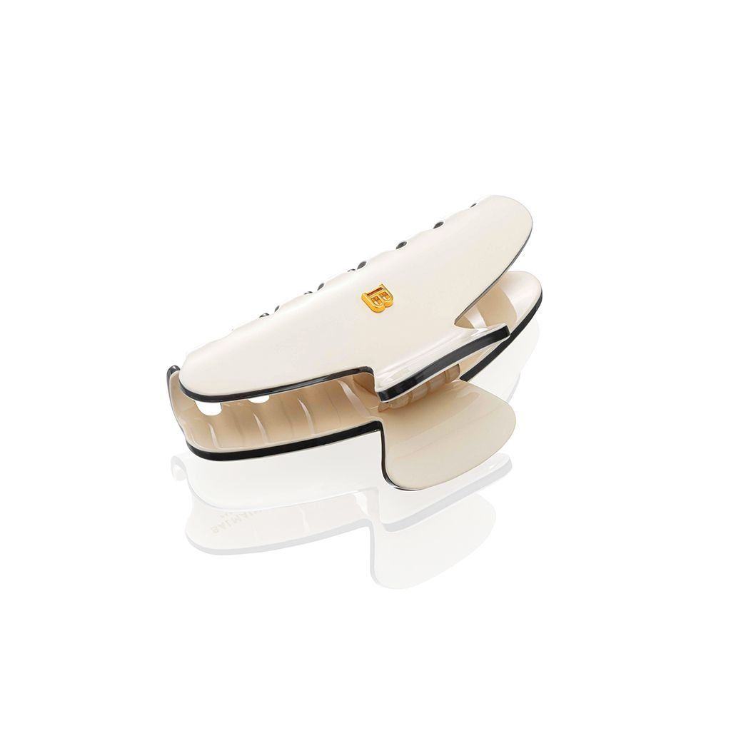 Balmain Cellulose Acetate Pince à Cheveux Medium White/Black