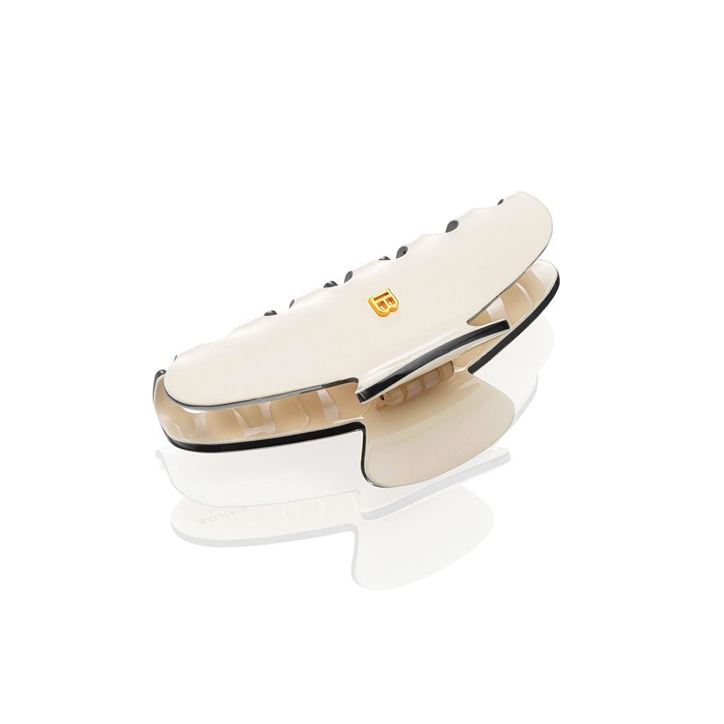 Balmain Cellulose Acetate Pince à Cheveux Large White/Black
