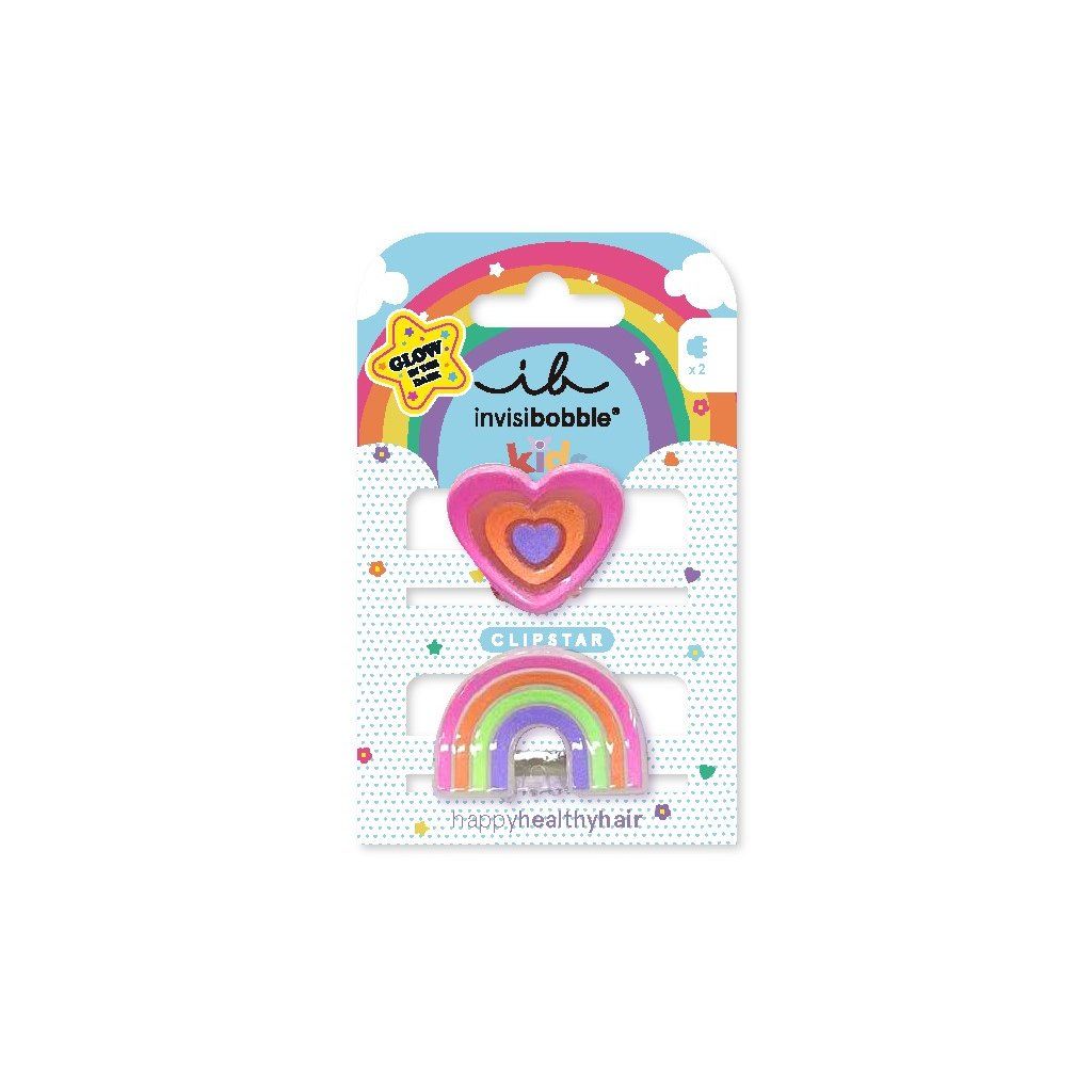 Invisibobble® Clipstar Glow Kids Happy Heart 2 ks