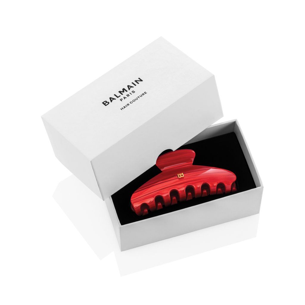 Balmain Cellulose Acetate Pince à Cheveux Large Red