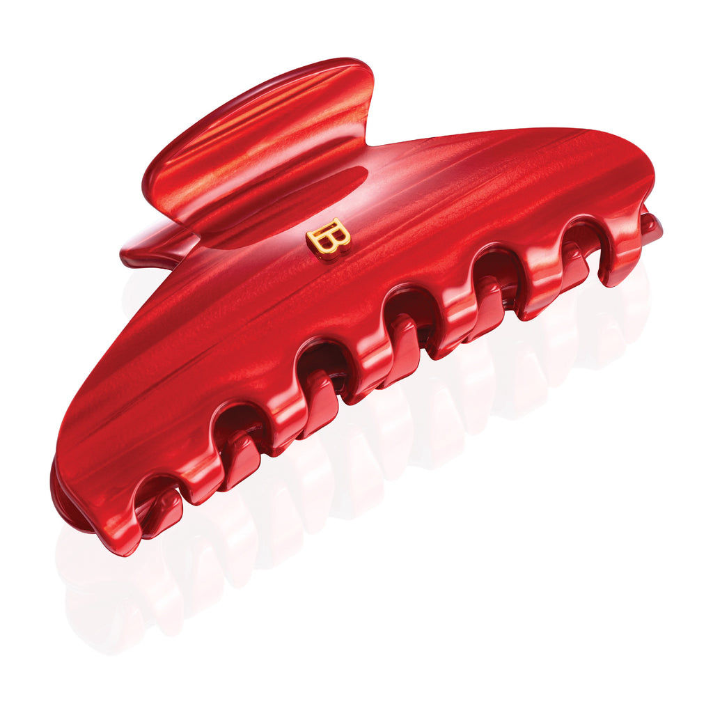 Balmain Cellulose Acetate Pince à Cheveux Large Red