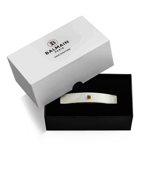 Balmain Cellulose Acetate Barrette pour Cheveux Medium White