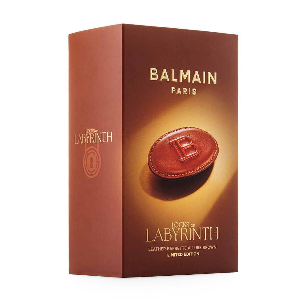 Balmain Allure Brown Leather Barrette, kožená spona Limited Edition 2026
