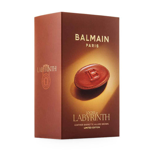 Balmain Allure Brown Leather Barrette, kožená spona Limited Edition 2026